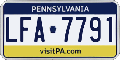 PA license plate LFA7791