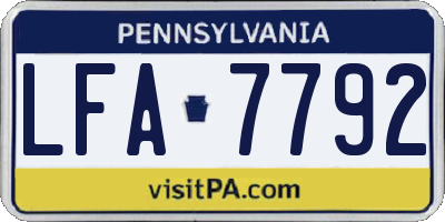 PA license plate LFA7792
