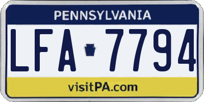 PA license plate LFA7794