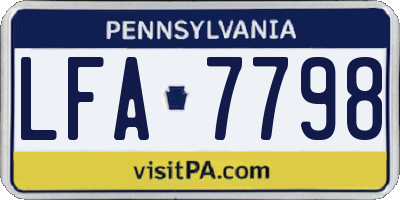 PA license plate LFA7798