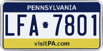 PA license plate LFA7801