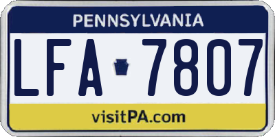 PA license plate LFA7807