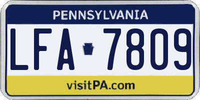 PA license plate LFA7809