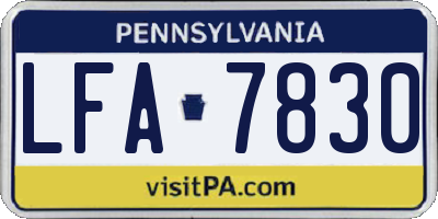 PA license plate LFA7830