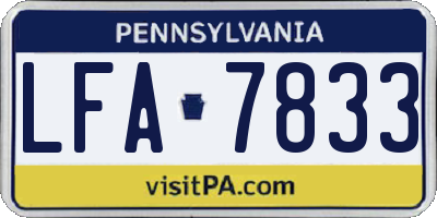 PA license plate LFA7833