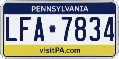 PA license plate LFA7834