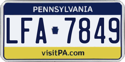 PA license plate LFA7849