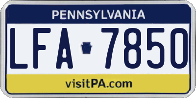 PA license plate LFA7850