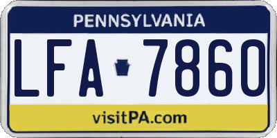 PA license plate LFA7860