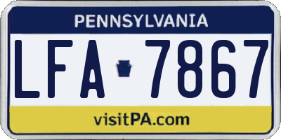 PA license plate LFA7867