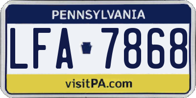 PA license plate LFA7868