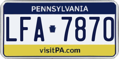 PA license plate LFA7870