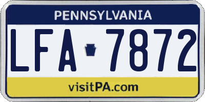 PA license plate LFA7872