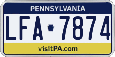 PA license plate LFA7874