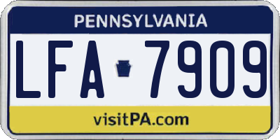 PA license plate LFA7909