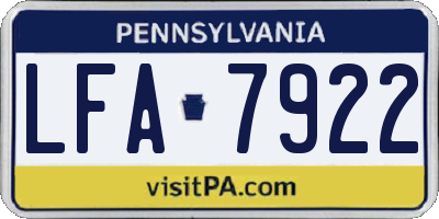 PA license plate LFA7922