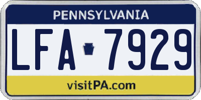 PA license plate LFA7929