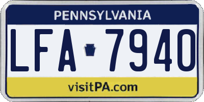 PA license plate LFA7940