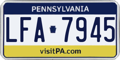 PA license plate LFA7945