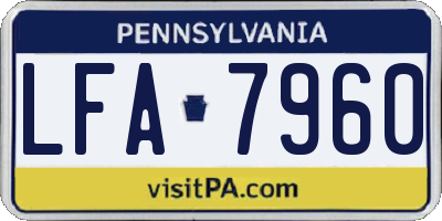 PA license plate LFA7960