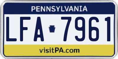 PA license plate LFA7961