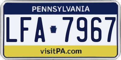 PA license plate LFA7967