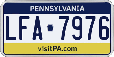 PA license plate LFA7976