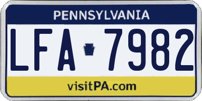 PA license plate LFA7982