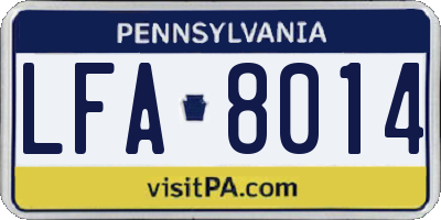 PA license plate LFA8014
