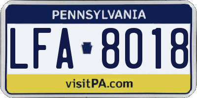 PA license plate LFA8018