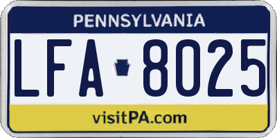 PA license plate LFA8025