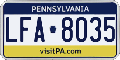 PA license plate LFA8035