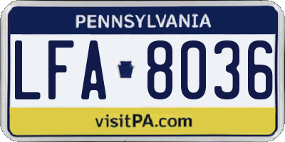PA license plate LFA8036