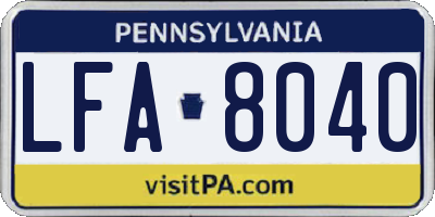 PA license plate LFA8040