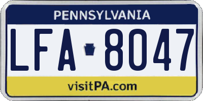 PA license plate LFA8047