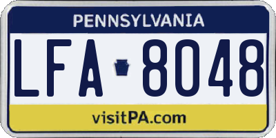 PA license plate LFA8048