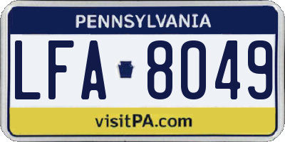PA license plate LFA8049