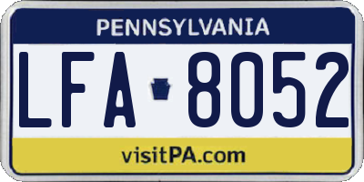 PA license plate LFA8052
