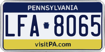 PA license plate LFA8065