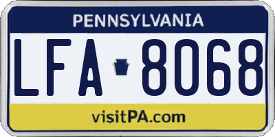 PA license plate LFA8068