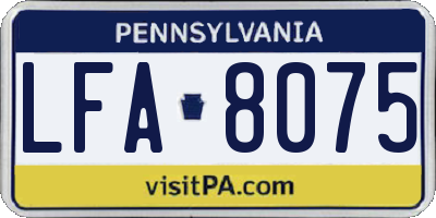 PA license plate LFA8075