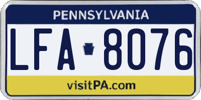 PA license plate LFA8076