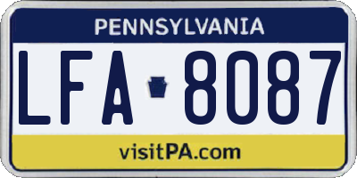 PA license plate LFA8087