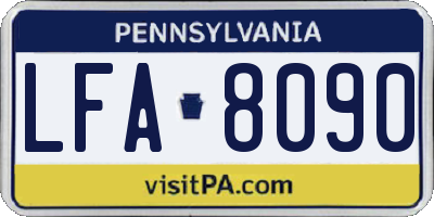 PA license plate LFA8090