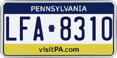 PA license plate LFA8310