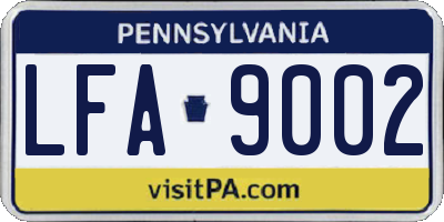 PA license plate LFA9002