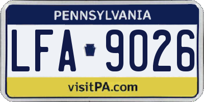 PA license plate LFA9026