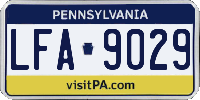 PA license plate LFA9029
