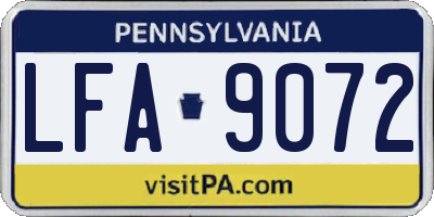 PA license plate LFA9072