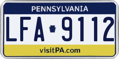 PA license plate LFA9112